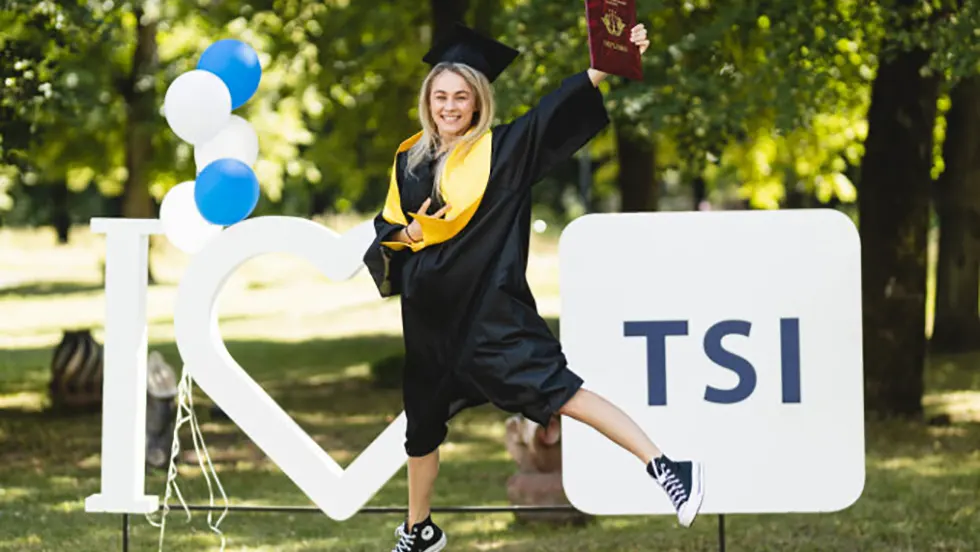 I love TSI sign and jumping graduate