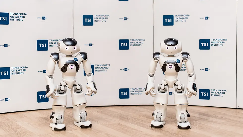 Two NAO robots standing